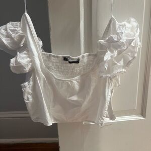 White Ruffled Women's Top